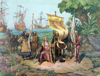 Columbus taking possession of the New Country, pub. 1893